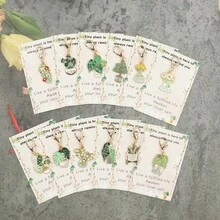 Set Gantungan Kunci Tanaman Pot Lucu Isi 12 Buah dengan Kartu Ucapan Penyemangat Positif, Cocok untuk Ransel, Belajar, Motivasi Kemajuan Kerja, Hadiah Pendukung - MultiWarna - View 4