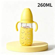 1個 260ml 玻璃嬰兒奶瓶，附隔熱墊，耐熱高達 400°C，適用於沸水、蒸汽和 UV 殺菌，柔軟矽膠防脹氣奶嘴，易吸吮、耐咬，配重球吸管讓餵哺更順暢，適合 6 個月及以上嬰兒 - 彩色 - 查看 12