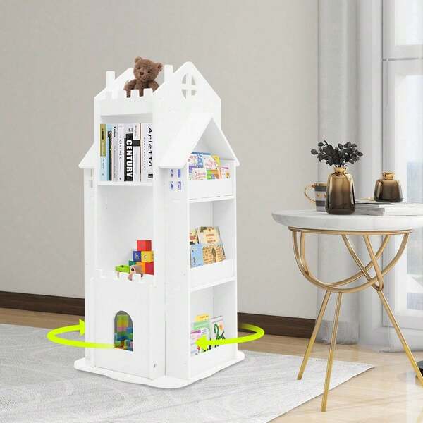 Rotating Bookshelf Book Display Shelf Floor Standing Bookshelf