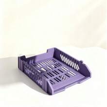 Foldable Plastic File Rack, 3-Tier And 4-Tier Gradient Color Foldable File Tray, Stackable Letter Tray File Organizer Storage Rack, Transparent Desktop File Organizer, Suitable For School Office Home, File Storage Basket Office Desktop Accessories - Gradient File Disk - View 11