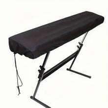 1 buah Penutup Debu Papan Ketik Piano, Penutup Papan Ketik Piano Elektrik, Cocok Untuk Piano Elektrik Digital, Penutup Pelindung Papan Ketik Musik dengan Pengunci Tali Serut yang Menutupi Seluruh Bagian, Cocok Untuk 61 Tombol dan 88 Tombol - Hitam - View 1