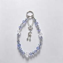 1pc Cool Ice Blue Crystal Phone Chain, Star Moon Butterfly Pendant, High-End Girl Style Phone Lanyard (Due To Shooting Angle And Magnification, Actual Size May Slightly Differ From The Photo) - Transparent Blue - View 6