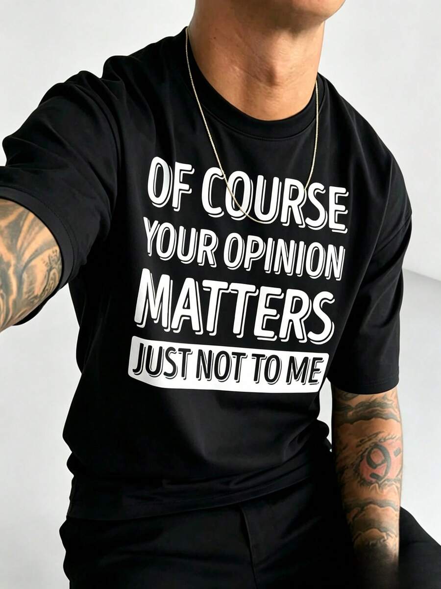 Humorvolles, sarkastisches Herren-T-Shirt mit der Aufschrift "Natürlich ist deine Meinung wichtig, aber nicht für mich" - Weiches Vintage-Grafik-T-Shirt - Schwarz - Übersicht 1