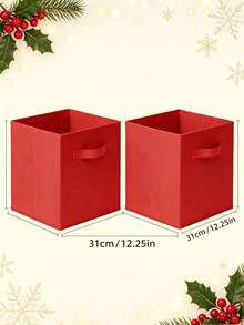 Kotak Penyimpanan Dekorasi Natal 6PCS/3PCS/2PCS/1PC, Kotak Penyimpanan Bola Dekoratif, Organizer Penyimpanan Kapasitas Besar, Kotak Penyimpanan Rumah, Dapat Digunakan Sebagai Hadiah Santa Claus, Keranjang Penyimpanan Kain Lipat dengan Pegangan, Keranjang Hadiah Cocok untuk Rumah, Kamar Tidur, Kantor - Merah - View 14