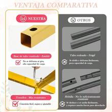 Soporte de Arco para Globos Dorado, Disponible en 3 Tamaños (2.2/2/1.8 m) | Mamparas para Decoracion de Fiestas | Estructura para Decoración en Bodas | Cumpleaños y Eventos | Diseño Elegante - Dorado + 180x80cm 1 Pieza - Ver 4
