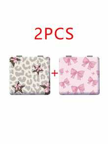 Millennium Y2K Series Foldable Lightweight Ultra-Thin Portable PU Leather Small Mirror, Suitable For All People And Multiple Occasions, Classic INS Style With Unique Leopard Print, Star, Lip Print, And Bow Design, Exquisite And Delicate, Convenient To Hold, 180° Flip Cover, Multi-Functional, Daily, Holiday, Birthday, Valentine's Day, Mother's Day, Partner Gift, Easy To Place And Store, Suitable For Various Occasions - Multicolor - View 32