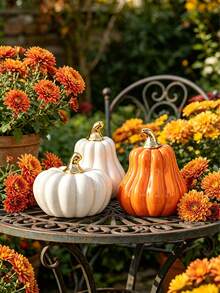 Charming White Pumpkin Decor - Perfect For Halloween, Thanksgiving And Autumn Decoration | Versatile Desktop Accent For Living Room And Bedroom - A - View 4