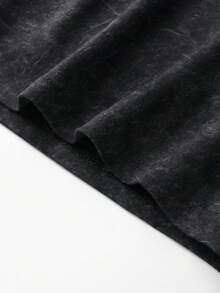 2pcs/Set Boys Crew Neck Sweatshirt & Wide Leg Pants Outfit, Minimalist Print Design, Casual Comfortable Daily Wear Set, Autumn/Winter New Arrival - Black - View 7