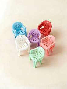 1/2/5/8/10/12 buah Kursi Mini Plastik untuk Rumah Boneka, Kursi Mini Model Realistis untuk Dekorasi, Warna Acak - MultiWarna - View 5