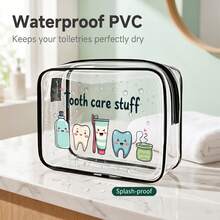 Dental Supplies Letter Print PVC Makeup Bag, Zipper Sealed PVC Travel Storage Bag, Cosmetic And Toiletry Bag, Suitable For Adults, Portable Makeup Box, Ideal Gift For Mothers, Teachers, Nurses, Suitable For Office, School, Travel,Bedroom Room Decor,Back To School - Multicolor 02 - View 5