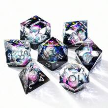 Handmade Dual-Color Resin Dice Set, Suitable For Role-Playing Games, With Interstellar Glitter And Precise Edges, Perfect Gift For Teens 14+ For Birthday Or Christmas - Multicolor - View 3
