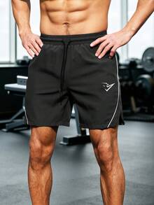 Men's Zipper Pocket Running Fitness Outdoor Casual Sports Shorts - Black - View 5