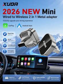 XUDA 2026 新款 2-in-1 無線 CarPlay / Android Auto 超迷你轉接器 2.4-5.0 GHz WiFi 5 車載轉換器，有線轉無線，快速自動連接，無延遲，緊湊設計，附 USB/USB-C 接口，免電池 - D - 查看 13