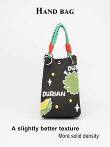 1pc Fresh Fruit Knitted Large Capacity Lightweight Handbag, Suitable For Commuting, School, Travel, Portable Matching With Clothes, All Seasons - Multicolor - View 7