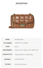 Michael Kors Soho 素色女款單肩斜挎包 35S6G1SL3Y LUGGAGE - 棕色35S6G1SL3Y LUGGAGE - 查看 7