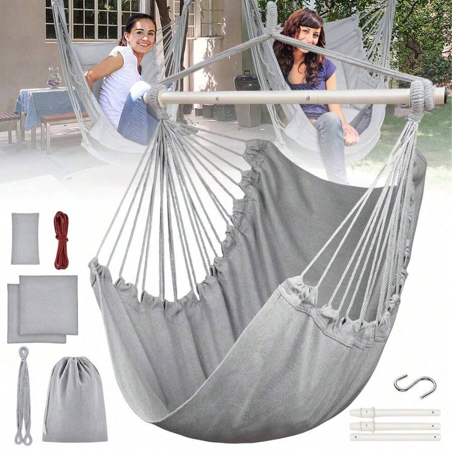 Hängesessel mit ergonomischer Form und 3 passenden Kissen, gemütliche Schaukelstühle für Balkon, Schlafzimmer und Wohnzimmer im privaten Wohnbereich Maximale Tragfähigkeit 200 kg - Grau - Übersicht 1