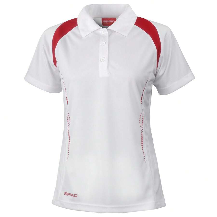 Spiro Womens/Ladies Sports Team Spirit Performance Polo Shirt - White/Red - View 1