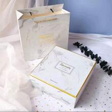 French Luxury Marble Pattern Gift Box Set, Anniversary Valentine's Day Gift Empty Packaging With Tote Bag Combination, Random Rope Color, Suitable For Daily Shopping, Gift Giving, Convenient And Elegant - Multiple Styles - View 6