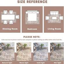 Bohemian Beige Washable Rug, Ultra Soft Rug, Non-Slip Vintage Rug Foldable, Living Room And Bedroom Rug - Light Grey - View 5