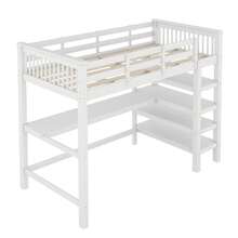 Bed Frame Kids 90x200 With Desk And Shelves, Grey - 白色 - 查看 11
