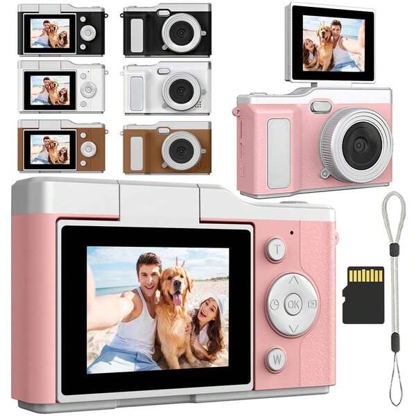 New CCD Digital Camera For Photography, Upgraded Auto Focus, 48MP 1080P, 2.4-Inch 180° Flip Screen, Portable Travel Camera, Mini Keychain Digital Camera, Suitable For Beginners, Birthday And Christmas Gift For Boys And Girls, 600mAh