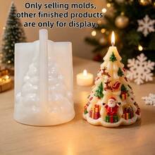 SUPWANPENG Santa Claus Reindeer Sleigh Christmas Tree Shaped Aromatherapy Candle Silicone Mold Reindeer Christmas Tree Candle Mold Decorated With Christmas Gift Boxes Christmas Themed Resin Plaster Mold Cement Concrete Mold Home Decoration Christmas Gift - A-White - View 3