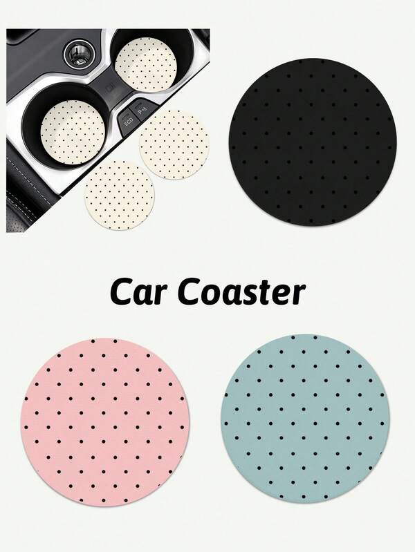 Ayotu 2 stuks minimalistische bekerhouderonderzetters PU met stippen, universele antislip bekerhouderliners, geometrische stippen auto-interieuraccessoires, schattige stippen autodecoratie, geschikt voor vrouwen