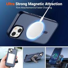 半透明磨砂磁吸手機殼，適用於 iPhone 13 14 15，防摔防刮硬殼，適用於 iPhone 16 Pro Max 17 Pro Max 16e 17e 12 11 - 藍色 - 查看 4