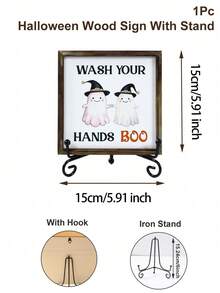 1pc Ghost BOO Halloween Desktop Decor Ornament, Suitable For Halloween Party Decoration, Bathroom Decor, Ghost Hand Washing Pattern Halloween Decor Ornament, Home Decor, Halloween Party Supplies, Trick Or Treat Halloween Decor Ornament, Coffee Shop Decor, Halloween Bedroom Decor, Autumn Decor, Halloween Home Decor, Winter Decor, Halloween Gift, Party Gift, Christmas Decor - Multicolor - View 13