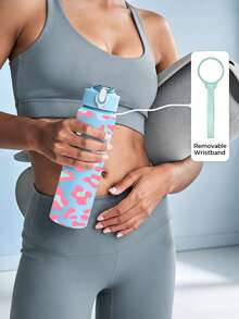 1pc/5pcs 750ml Soft Pink Leopard Print Sports Water Bottle, Flip Lid Design, Reusable Lightweight Leak-Proof Portable Travel Drinking Cup, Suitable For Daily Use And Outdoor Sports - Multi-color - Blue Leopard Print - View 7