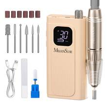 Professional Nail Drill Kit, 30000RPM Cordless Electric Nail File With LCD Display, Rechargeable 4000mAh Battery Nail Efile For Acrylic & Gel Nails, Manicure Pedicure, Salon & Home Use - 裸米色 - 查看 1