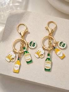 1pc/2pcs Unisex Beer Bottle Cap Beer Cup Charm Creative Personalized Backpack Pendant Bag Key Chain - Multicolor - View 6