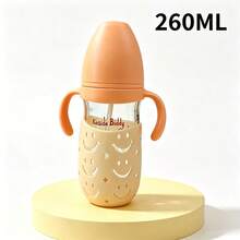 1個 260ml 玻璃嬰兒奶瓶，附隔熱墊，耐熱高達 400°C，適用於沸水、蒸汽和 UV 殺菌，柔軟矽膠防脹氣奶嘴，易吸吮、耐咬，配重球吸管讓餵哺更順暢，適合 6 個月及以上嬰兒 - 彩色 - 查看 11