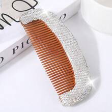 1 pièce Peigne de massage incrusté de strass brillant, brosse à cheveux en bois naturel, essentiel de voyage et de vacances, soin des cheveux, outil de coiffure, brosse à cheveux portable, massage du cuir chevelu Gua Sha, fournitures scolaires, cadeau pour le témoin de mariage - Multicolore - Voir 11