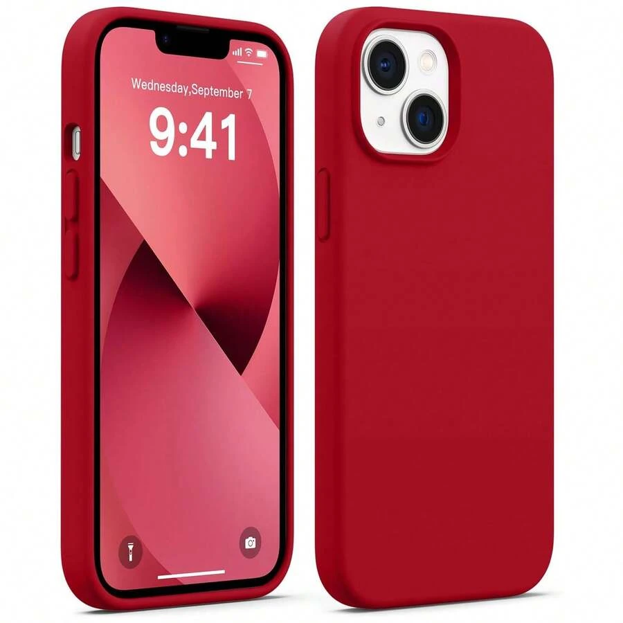 適用於 iPhone 13 的保護殼，[軍規級防震保護] 矽膠保護殼，配備柔軟耐刮微纖維內襯，適用於 iPhone 14 15 16 Pro Max 17 Pro Max XS Max XR 7 8 Plus SE2022 6s 6s Plus 12 Mini 11 - 紅色 - 查看 1