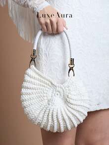 Vacation Style Beach Woven Bag Women's New Handmade Crochet Seashell Shaped Handbag Holiday Hollow Beach Bag - Multicolor - View 1