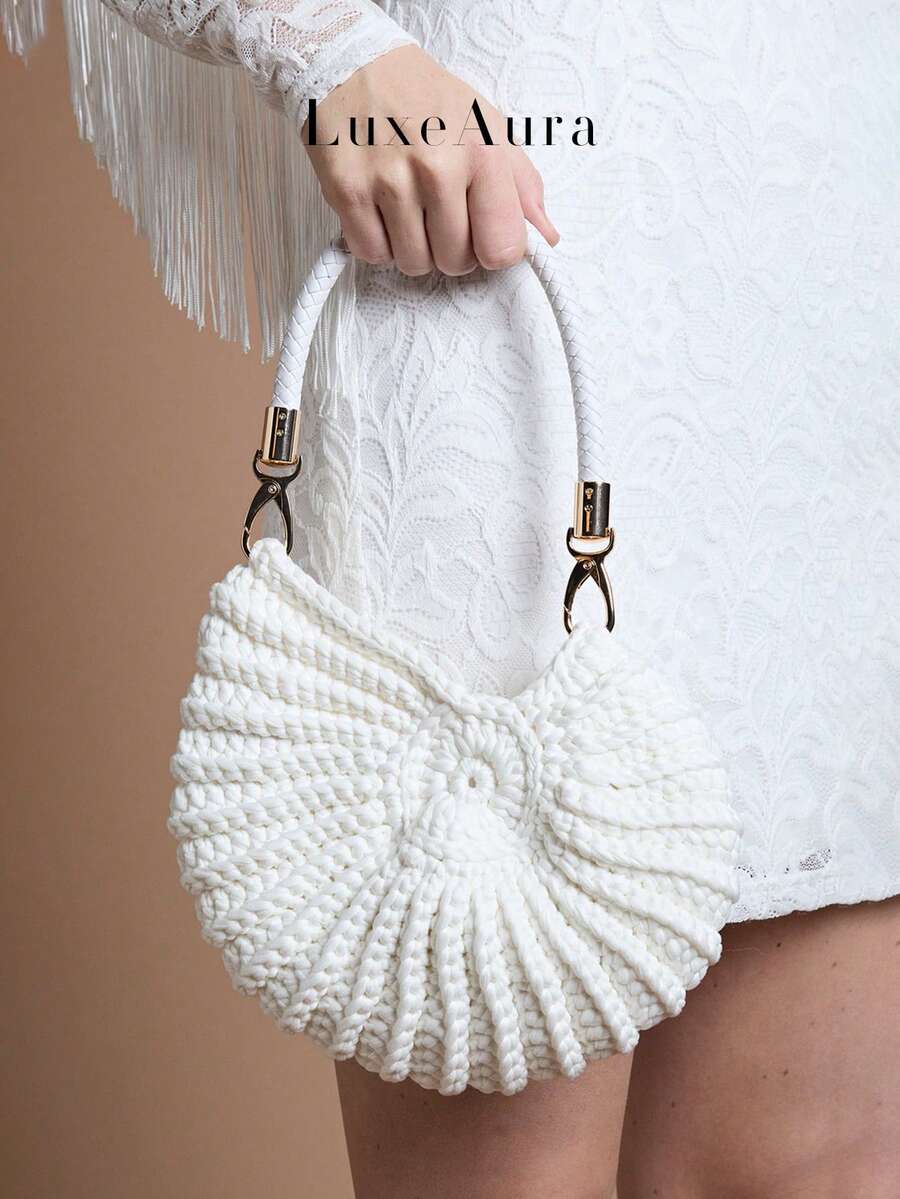 Vacation Style Beach Woven Bag Women's New Handmade Crochet Seashell Shaped Handbag Holiday Hollow Beach Bag - Multicolor - View 1