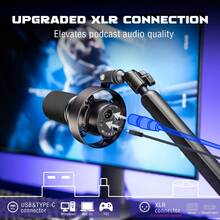 動態麥克風與低調支架套組，XLR/USB 播客錄音電腦麥克風，人聲直播套件，含金屬懸臂支架、靜音按鈕、耳機插孔，適合遊戲工作室 (K688+BM88)-FIFINE T688 - 黑色 - 查看 7
