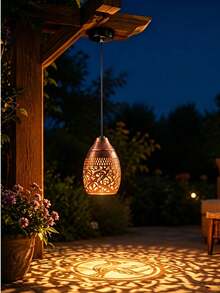1pc Copper-Colored Solar Hanging Lantern, Hummingbird Hollow Metal Pendant Light, Vintage Outdoor Solar Light, Waterproof Garden Decor Light, Suitable For Patio/Yard/Walkway Romantic Atmosphere Lighting - Multicolor - View 4