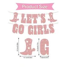 1 Set "Let's Go" Glitter Banner - Silver, 5 Ft | Bachelorette Party Decor, Cowgirl Theme Birthday Party, Last Rodeo Backdrop, Nashville, Rodeo Themed - Glittery Rose Gold (1 Set) - View 6