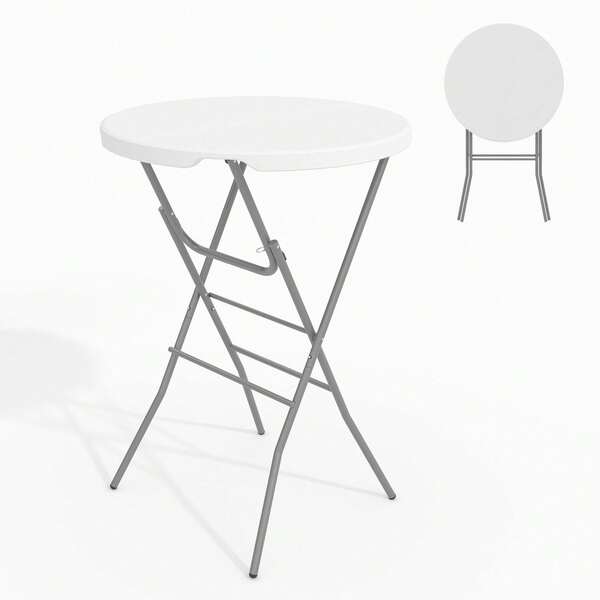 Klappbarer Stehtisch 80 * 110 cm, Runder Bartisch mit HDPE-Tischplatte, wasserdicht, bis 160 kg belastbar, Bistrotisch für Garten, Party, Hochzeit, Gastronomie und Outdoor