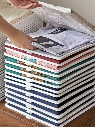 Lazy Multi-Functional Flip-Top Clothes Folding Board, Space-Saving, Anti-Wrinkle, Can Store T-Shirts, Trousers, Jeans, Dresses, Hoodies, Shirts, Etc., Suitable For Wardrobe Storage, Home, Dormitory, Back-To-School Essentials, Holiday Gifts