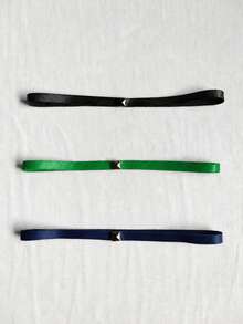 3-Pack Elastic Headband Bandanas For Running, Gym, Yoga, Casual, Streetwear - Black, Green, Blue - 黑色,綠色和藏青色 - 查看 1