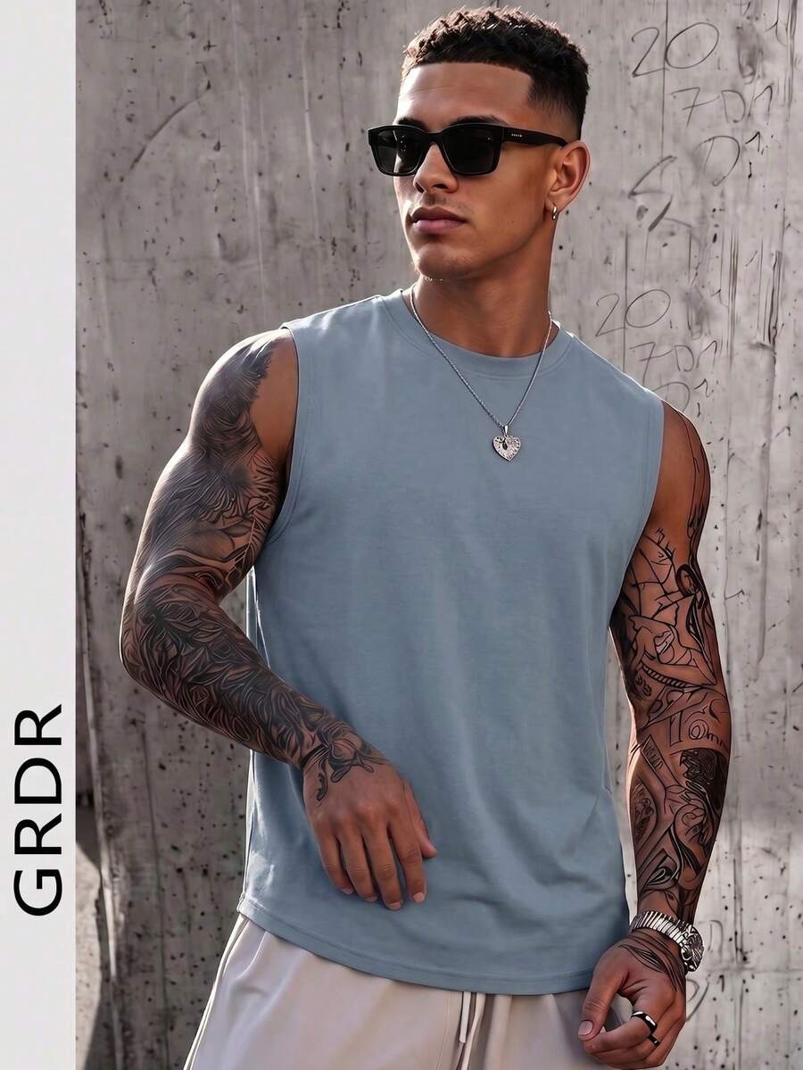 GRDR Men's Summer Crew Neck Casual Sleeveless Tank Top