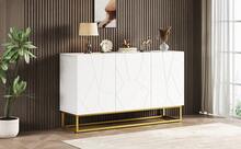 White Gloss Sideboard, Modern Buffet With 4 Shelves - White - View 4