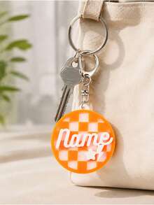 Custom Checkerboard Name Keychain,Checkered Backpack Tag,3d Name Keychain,Personalized Bag Charm,Cute Keychain Accessories,Customized,Customizable - Style a - View 6