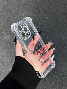 Minimalist Aesthetic Airplane Route Handwritten Quote Clear Airbag Phone Case With Full Wrap Lens Protection For IPhone17 16 15 14 13 12 11 Pro Max - Clear - View 5