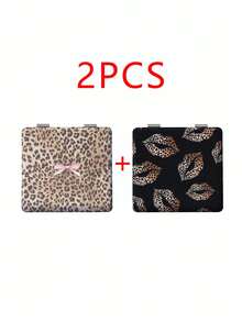 Millennium Y2K Series Foldable Lightweight Ultra-Thin Portable PU Leather Small Mirror, Suitable For All People And Multiple Occasions, Classic INS Style With Unique Leopard Print, Star, Lip Print, And Bow Design, Exquisite And Delicate, Convenient To Hold, 180° Flip Cover, Multi-Functional, Daily, Holiday, Birthday, Valentine's Day, Mother's Day, Partner Gift, Easy To Place And Store, Suitable For Various Occasions - Multicolor - View 23
