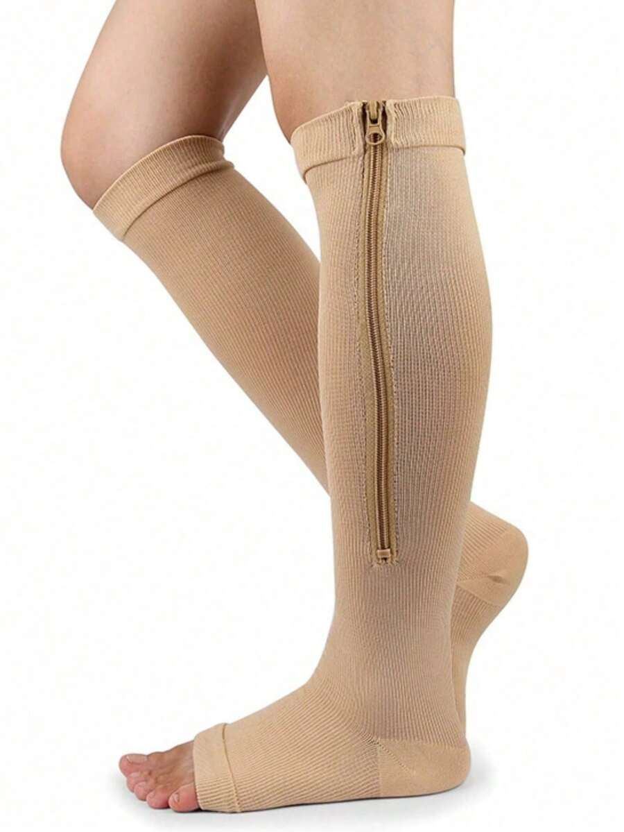 1 Pair Zipper Open Toe Sports Compression Socks Women & Men,Open Toe Design For Comfort And Breathability,Circulation Support Socks Athletic Running - Multicolor - View 1