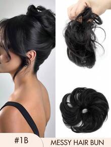 1 Pc Messy Hair Bun Updo Chignon With Elastic Hair Rope, Real Human Hair Extensions, Thick Tousled Wavy Curly Scrunchie Bun Ponytail Hair Accessory For Daily Elegant Hairstyles Women - Multicolor - View 17
